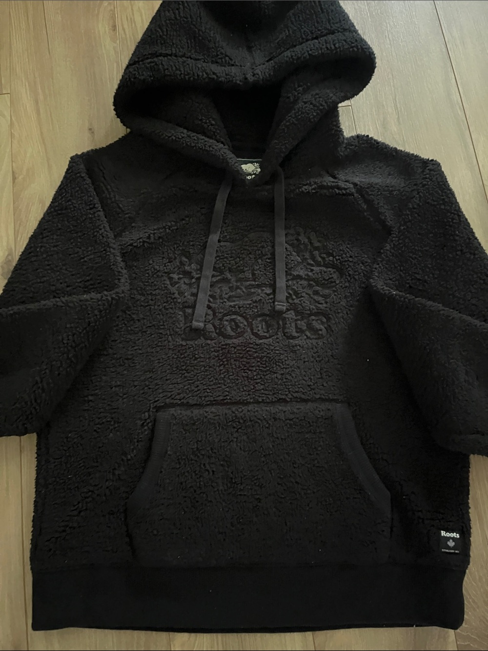 Roots Sherpa Original Hoodie Black Size Small